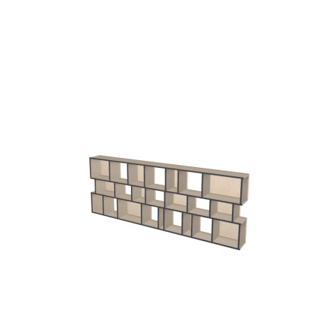 Custom bookcase Natural & Black (H.100cm - W.270 cm)