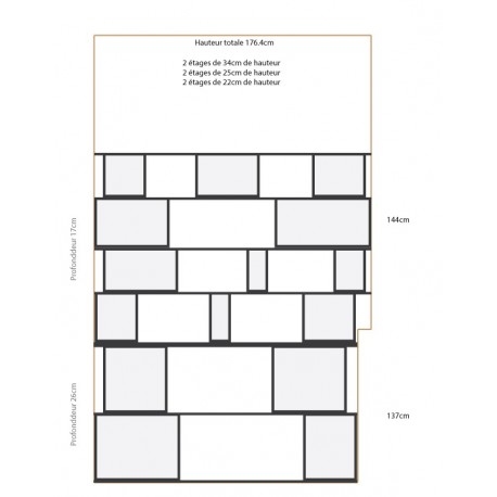 Bibliothèque (L266cm, H218cm - Blanc)